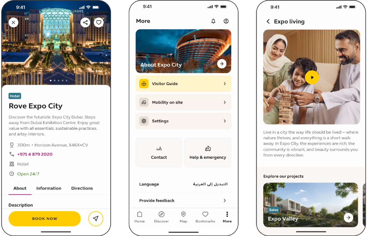 Calendario de eventos en la aplicación Expo City Dubai